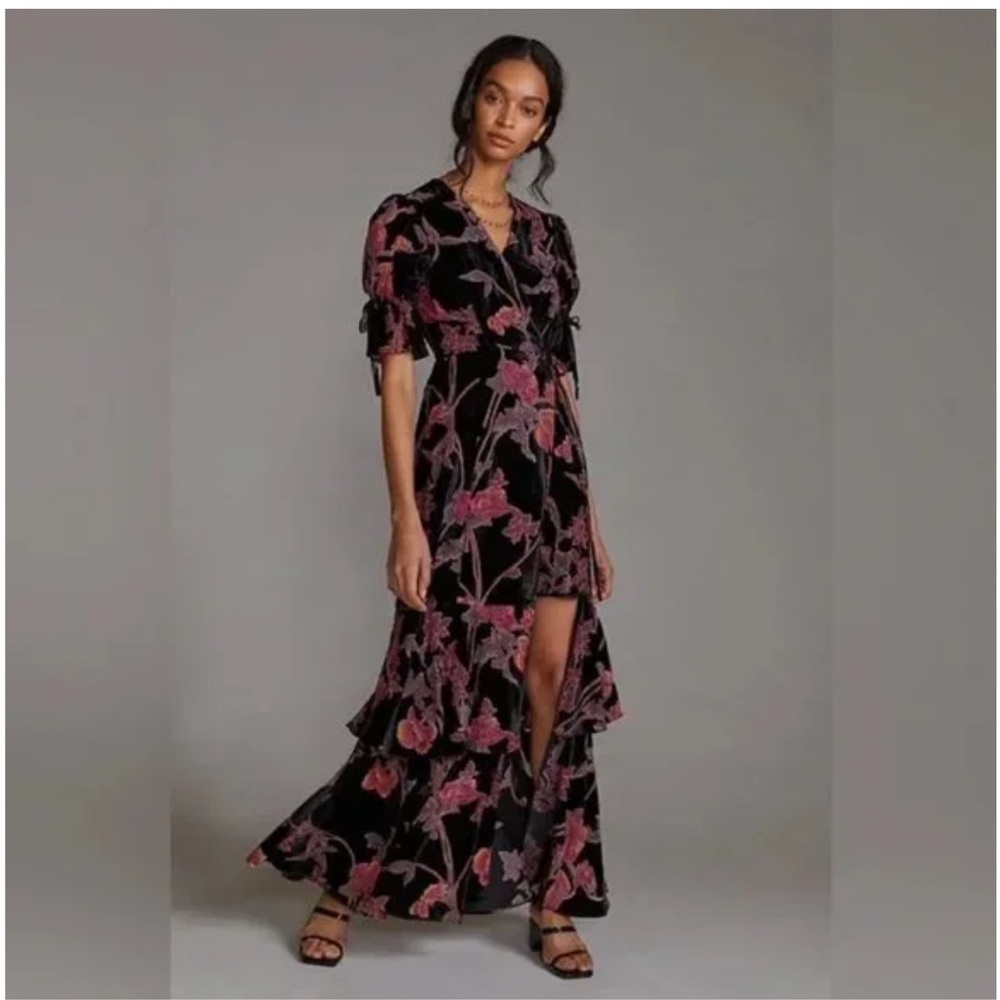 Anthropologie Hutch Velvet Wrap Maxi Dress